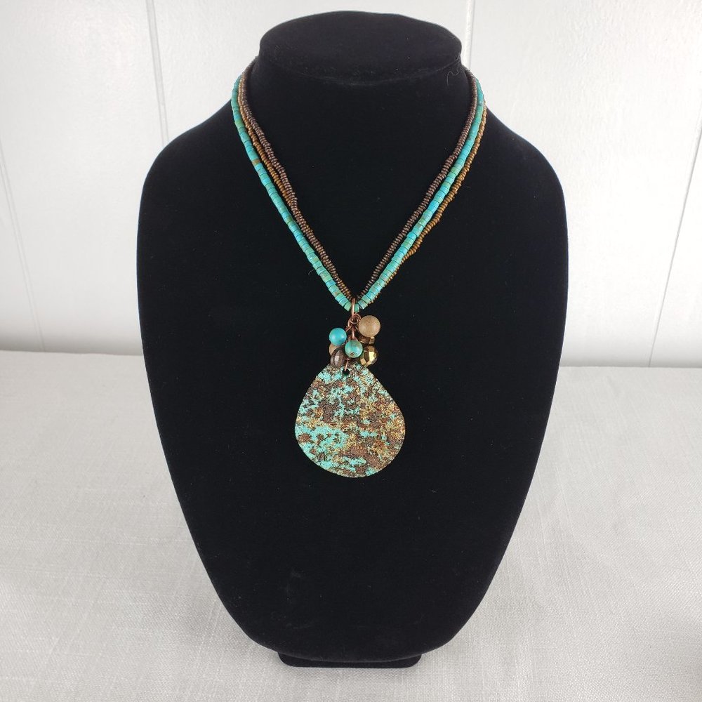 JUST JEWELRY Three Strand Beaded Necklace NWT